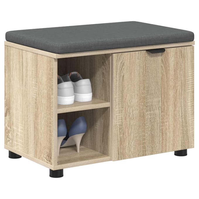 vidaXL - Hallenbank - Sonoma - Eik - 60 - x - 38 - x - 46 - cm - Geengineerd - Hout - en - Stof