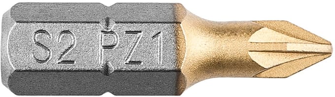 Bit PZ1, 25mm S2 TIN, 2 op een blister