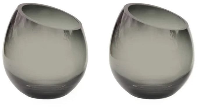 Waxinehouder Moho | Grijs | Ø12.5 x H13 cm | Set van 2 stuks