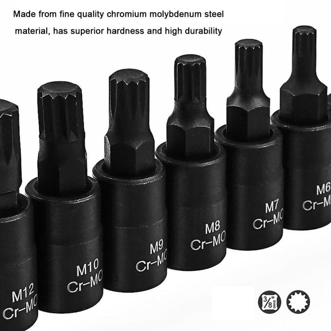 10 Stuks Universele 3/8 Vierkante Drive Socket Set M4-M16 Socket Kit Chroom-molybdeen Staal Socket zwart