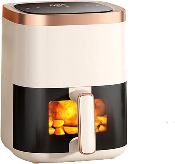 Luchtfriteuse Oven - Hetelucht Friteuse - Vetarm Koken - Visueel Venster - 6 Liter Capaciteit - Wit