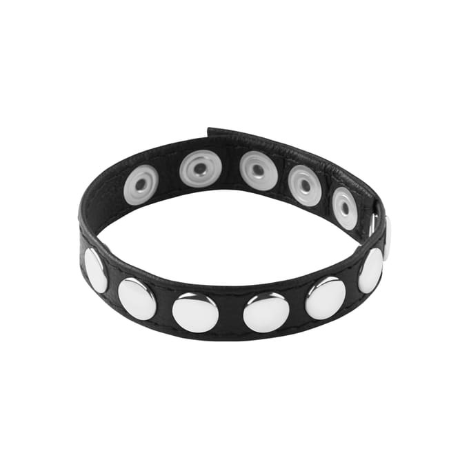 Rimba - Penisbandje - Penis Strap - Cockring Van Leer Met Metalen Studs En Drukknopen - Verstelbaar