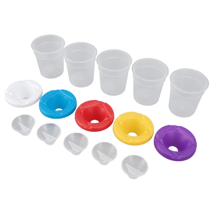 5 pièces Gobelets de peinture pour enfants Multiusage Anti-éclaboussures Réutilisables Récipients de peinture avec couvercles colorés pour white