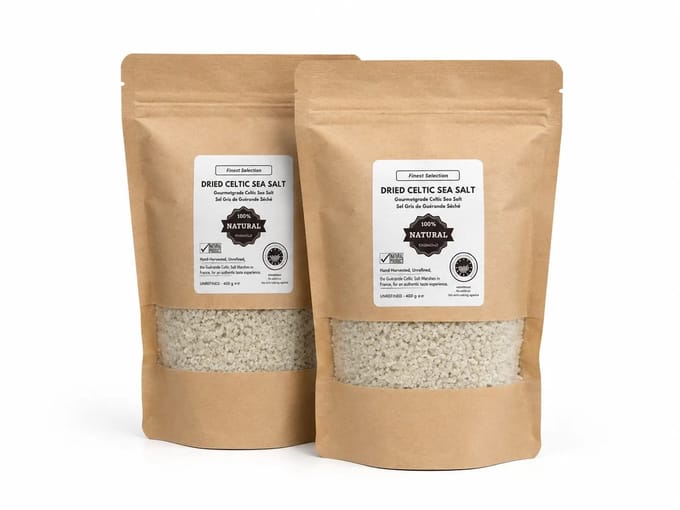 Gedroogd Keltisch Zeezout Grof 800g | Hersluitbare Stand-up Pouches (2x 400g)