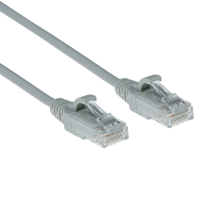ACT Grijze 0.5 meter LSZH U/UTP CAT6 datacenter slimline patchkabel snagless met RJ45 connectoren DC9000