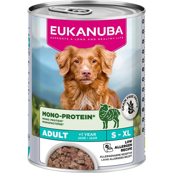 6x 400g Eukanuba Special Care Adult Mono-Protein mit Lamm Hundefutter nass
