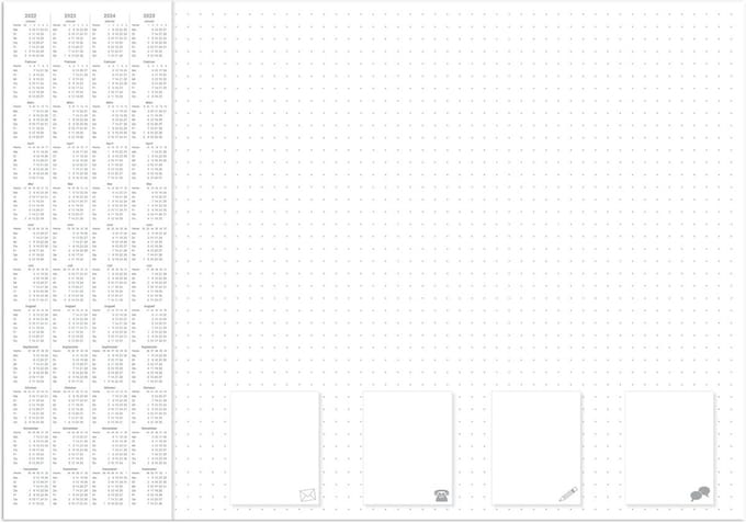 Bureauonderlegger Kantoor 60x42 cm met 4-jarige kalender en stippen