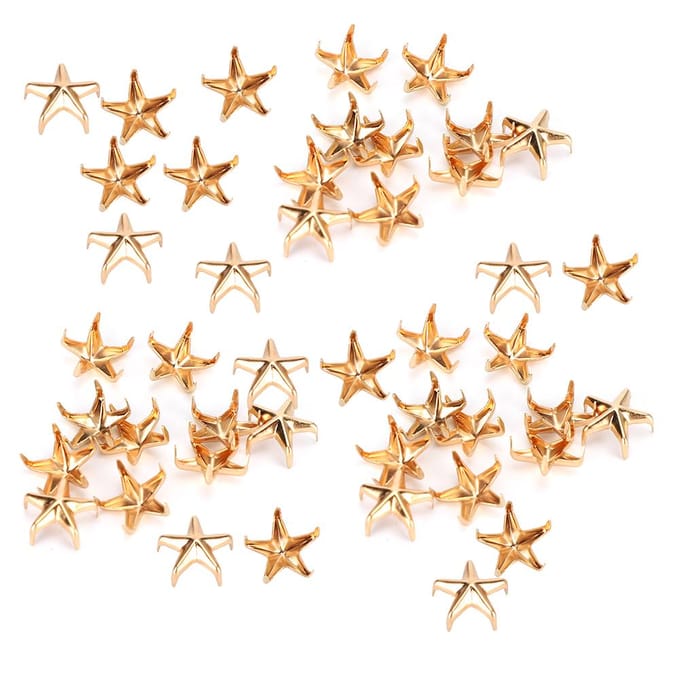 200 Stuks Ster Klinknagels 5-puntige Ster Klauw Nagels DIY Tassen Hoeden Decoratie Accessoires 10MMGoud beige