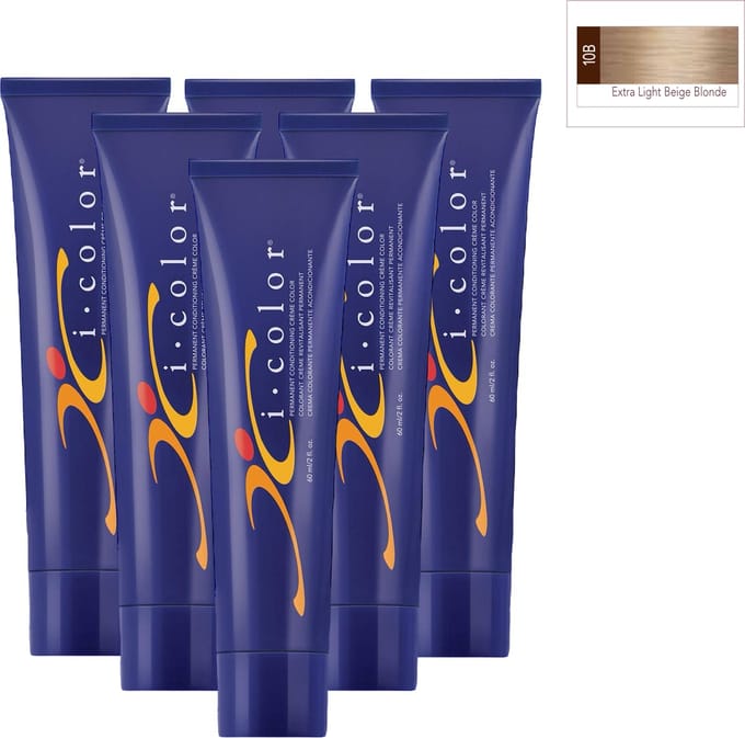 ISO i color Permanent Conditioning Crème Color 60ml 10B (10.8) Extra Light Beige Blonde x 6 tubes