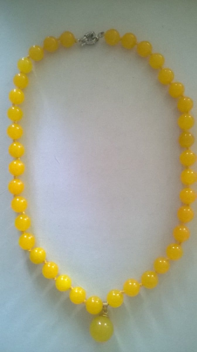 Gemstones-halssnoer topaas 10 mm stenen met hanger en 18K goudverguld.