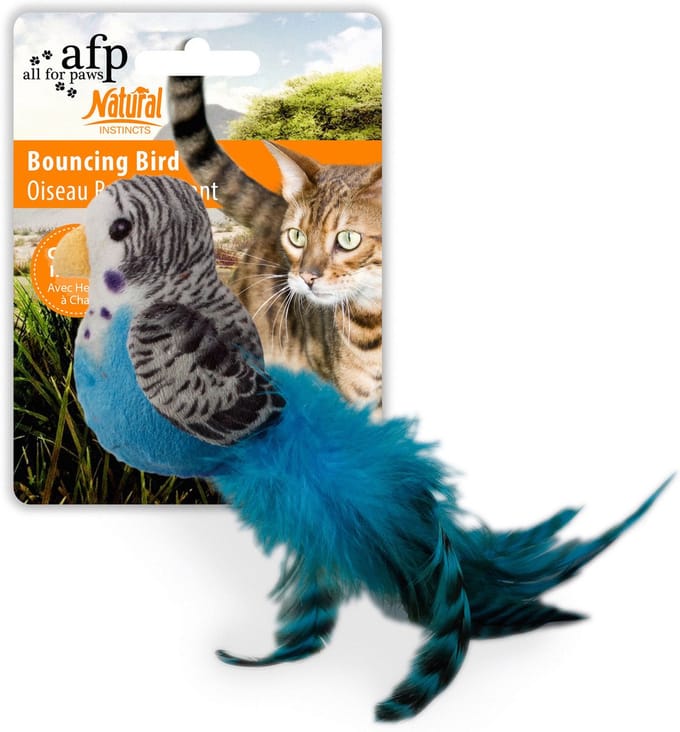 All For Paws Bouncing Bird - Kattenspeelgoed - 20x10x7 cm Assorti