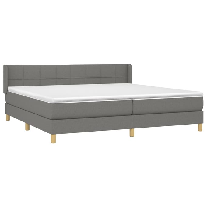 vidaXL - Boxspring - met - matras - stof - donkergrijs - 200x200 - cm