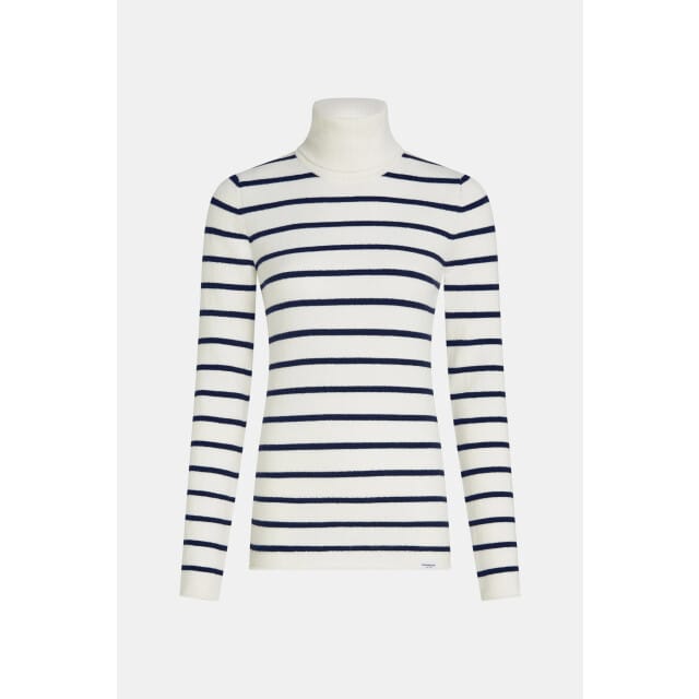 Penn & Ink W26b435 5-655 penn en ink jumper stripe ecru tabac