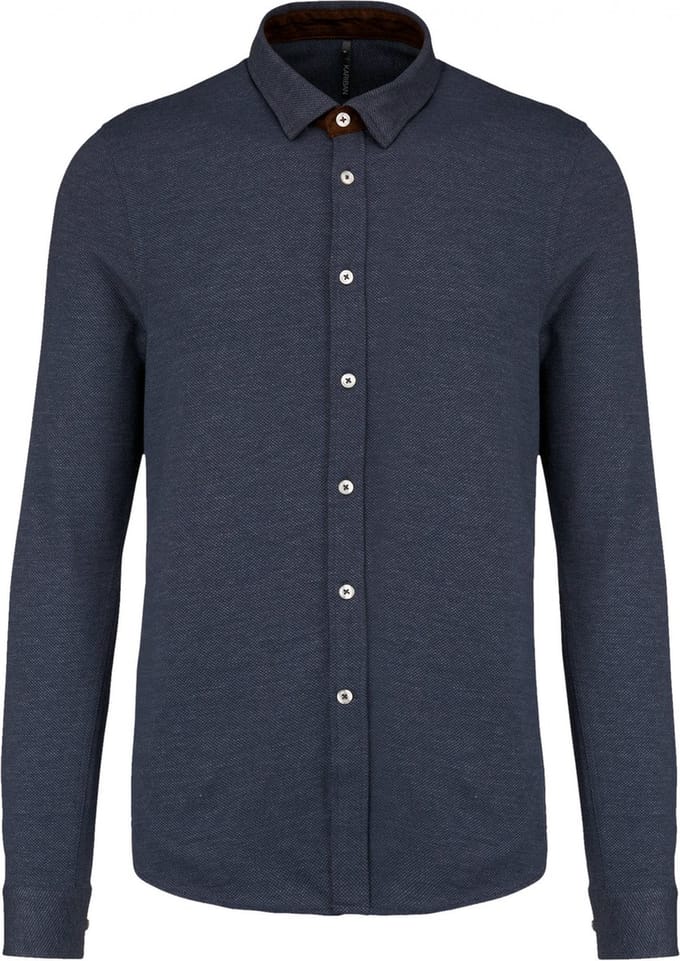Kariban Jacquard overhemd lange mouwen K507 - Jacquard blue - M