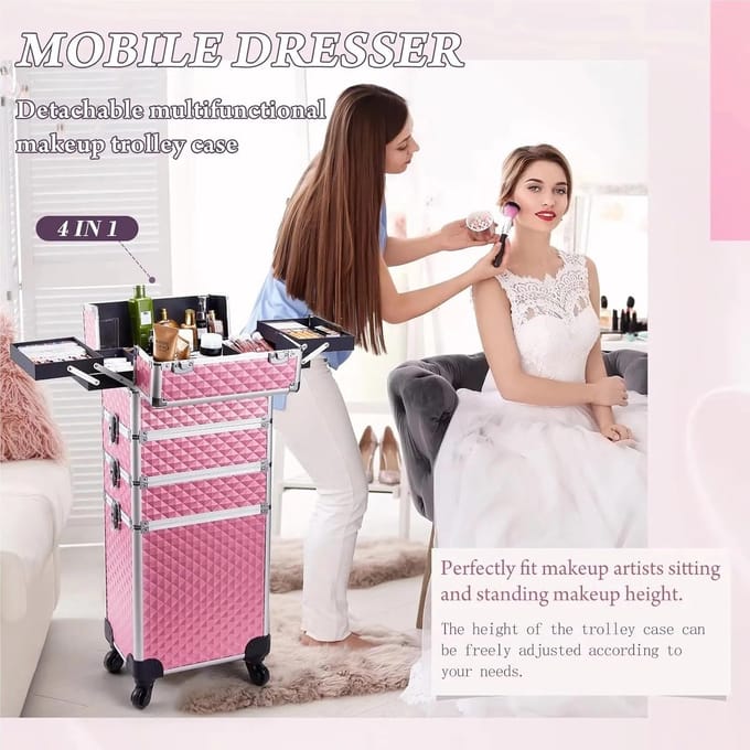 Make-uptrolley - Cosmeticakoffer - Schoonheidsroutine organiseren - 4-in-1 ontwerp - Grote capaciteit - Kleur 2