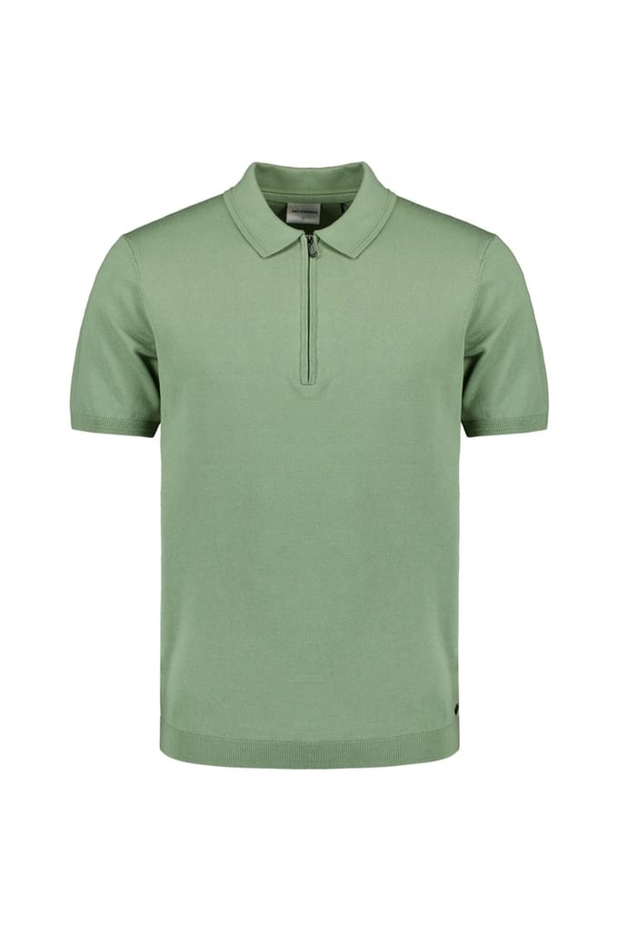 No Excess Pullover Short Sleeve Polo Zip Solid Green Maat: L | Poloshirts Outlet | Heren | Groen