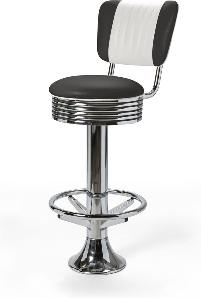 Bel Air Retro Barkruk BS-27CB Footring Zwart