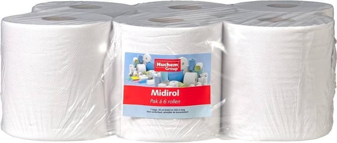 Witte Handdoekrol Midi - 6 stuks, 1 laags, 300m