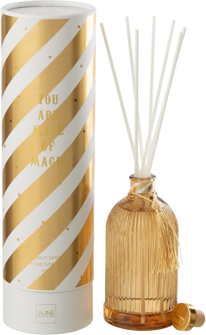 J-Line geurstokjes Magic - Sunlit Sands - glas - wit/goud - large