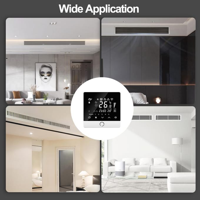 WiFi Slimme Thermostaat 5+2 Programmeerbaar Energiebesparend 3A Waterverwarming Tuya Spraakbesturing Thermostaat WiFi 3A Water Heating wit