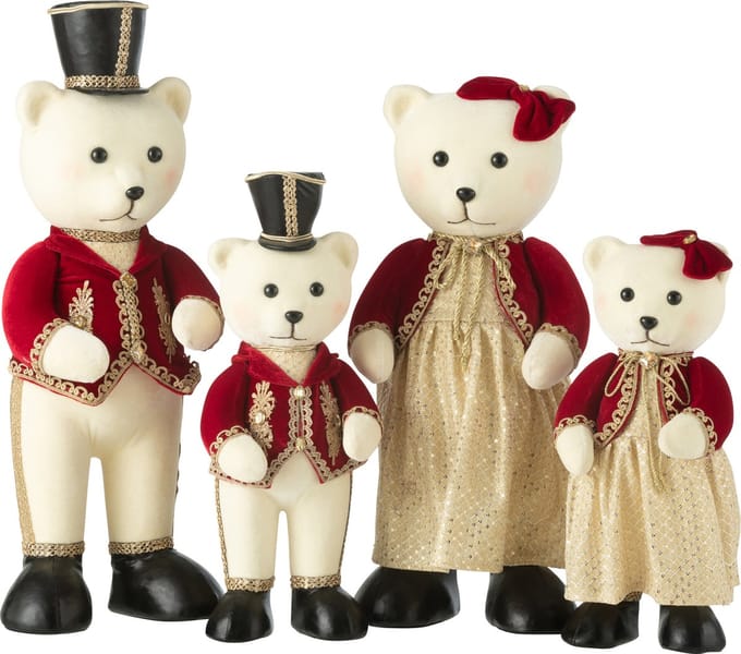 J-Line figuur Beer Staand Jongen/Meisje -polyfoam/textiel - rood/goud - large - 2 st.