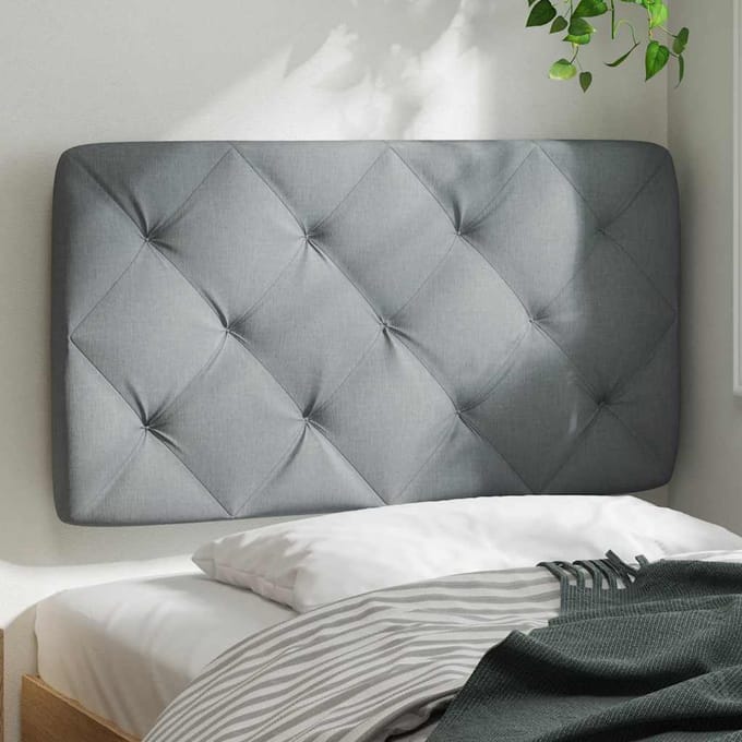 vidaXL - Hoofdbordkussen - 90 - cm - stof - lichtgrijs