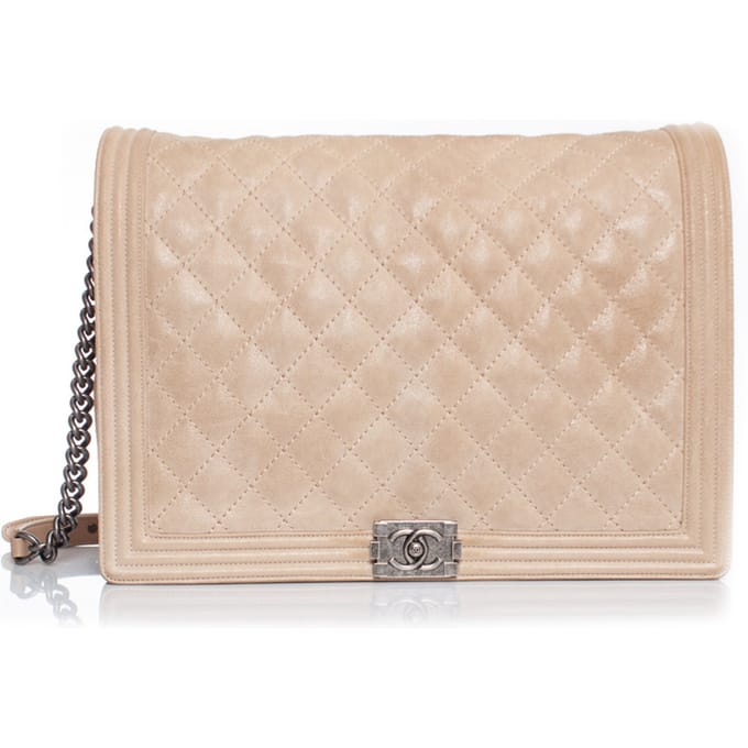Chanel zachte grote leren jongen in beige