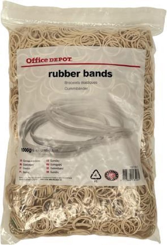 Elastiekjes breed 1KG(1000 gram) 40x1.2mm Ø 25 mm naturel Office Depot Elastiek