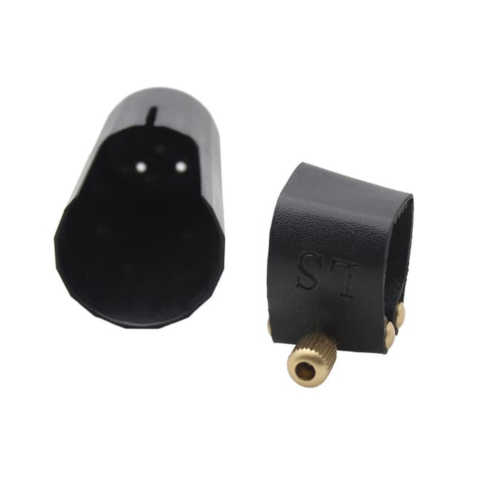 Attache de Ligature pour Saxophone Alto, embout en caoutchouc, cuir artificiel, Compact et Durable black