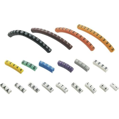 TRU COMPONENTS ECMKP-1 Markeerclip Opdruk 0 - 9, A, E, L, N, R, S, T, -, + Buitendiameter 1 tot 3 mm 545007