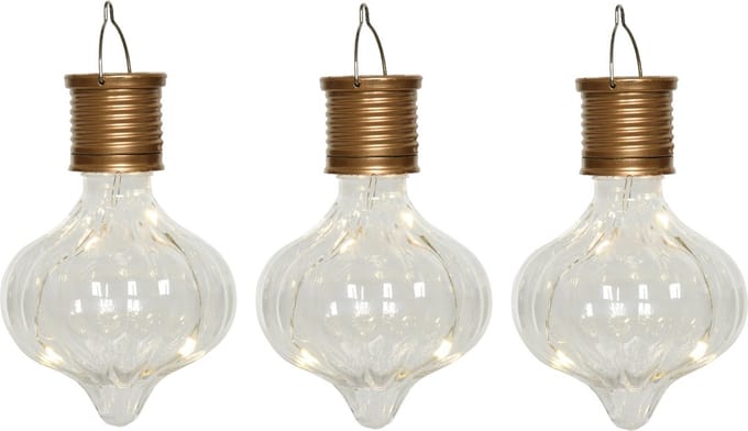 Lumineo solar hanglamp LED - 3x - Marrakech - kunststof - D8 x H12 cm