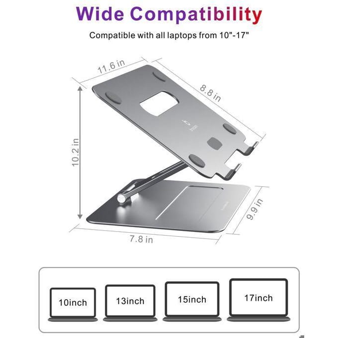 Support Ordinateur Portable Laptop Stand Brocoon Support PC Tablette Réglable pour MacBook Universel 10-17  Aluminium Gris