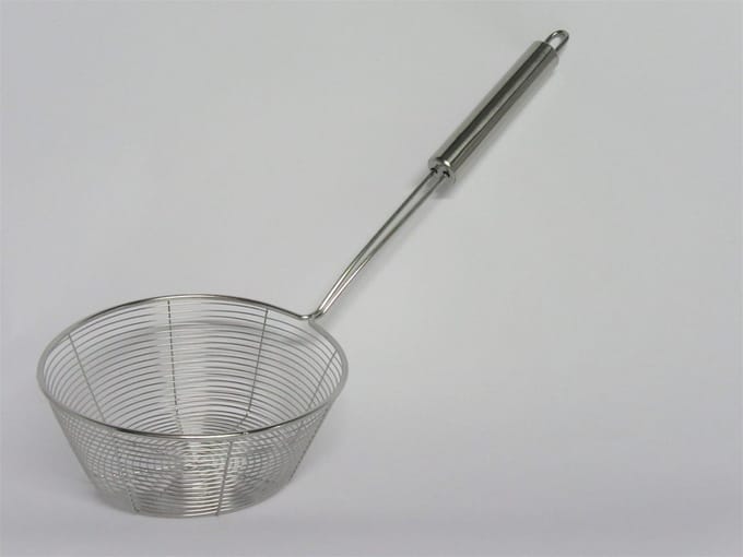 Frituurmandje - Frituurschep - RVS -17,5 x 17,5 cm - Lengte 43 cm