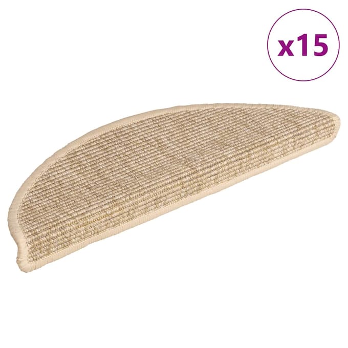 vidaXL - Trapmatten - 15 - st - 56x17x3 - cm - Lichtbeige - Halfrond
