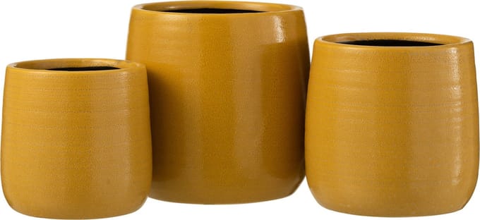 J-Line bloempot Effen - keramiek - oker - large - Ø 16.5 cm