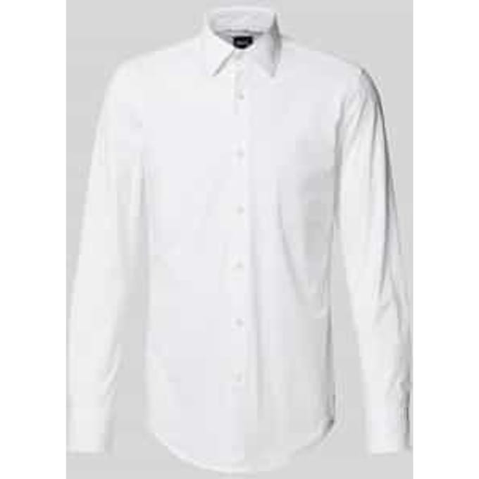 BOSS Hank slim fit overhemd - popeline - wit - Strijkvriendelijk - Boordmaat: 45
