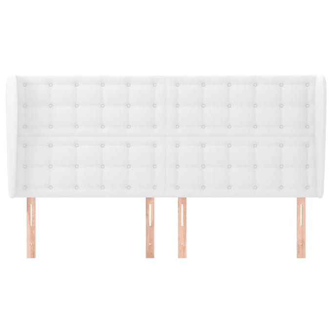 vidaXL - Hoofdbord - met - randen - 183x23x118/128 - cm - kunstleer - wit