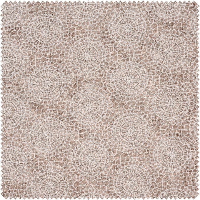 Motiefstof in linnenlook "Mandala kantcirkels"