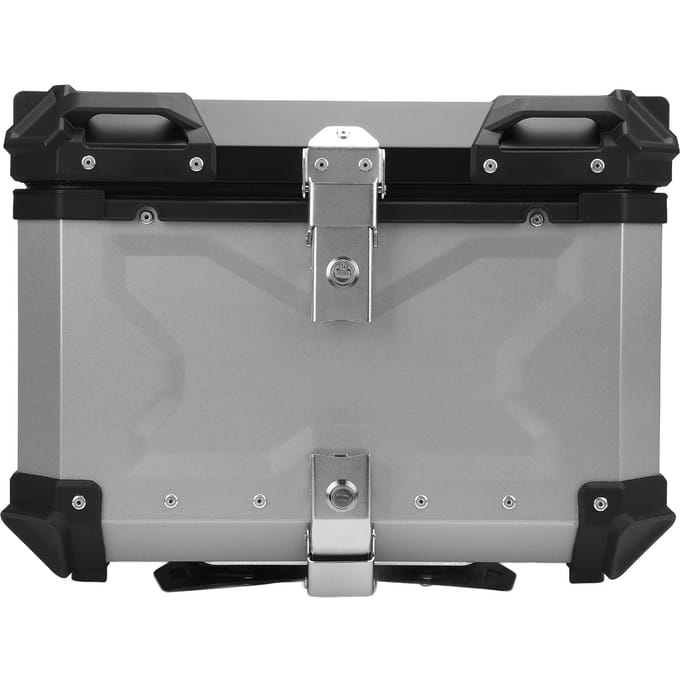 Top case moto Alliage d'aluminium 55L Démontage rapide Résistant à l'eau avec Verrou de sécurité Réfléchissant black