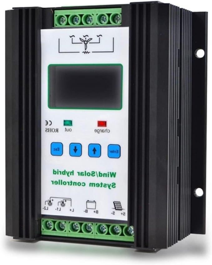 Zonne-controller - Laadregelaar - Energiebeheer - Hybride Wind-Zonne - 600W 12/24V - Zilver