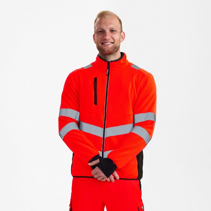 Engel Safety fleece jack 1192-236 - Hi-vis Red / Black - S
