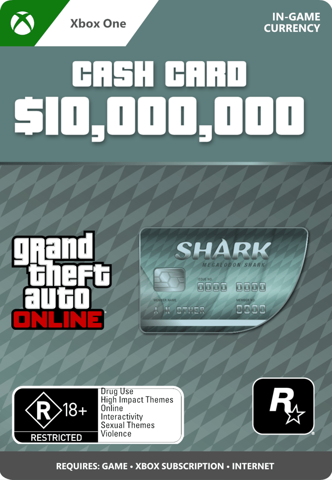 GTA V: Megalodon Shark Card 8.000.000 In-Game GTA Dollars Xbox One (Digitale Code) - Niet beschikbaar in Belgie