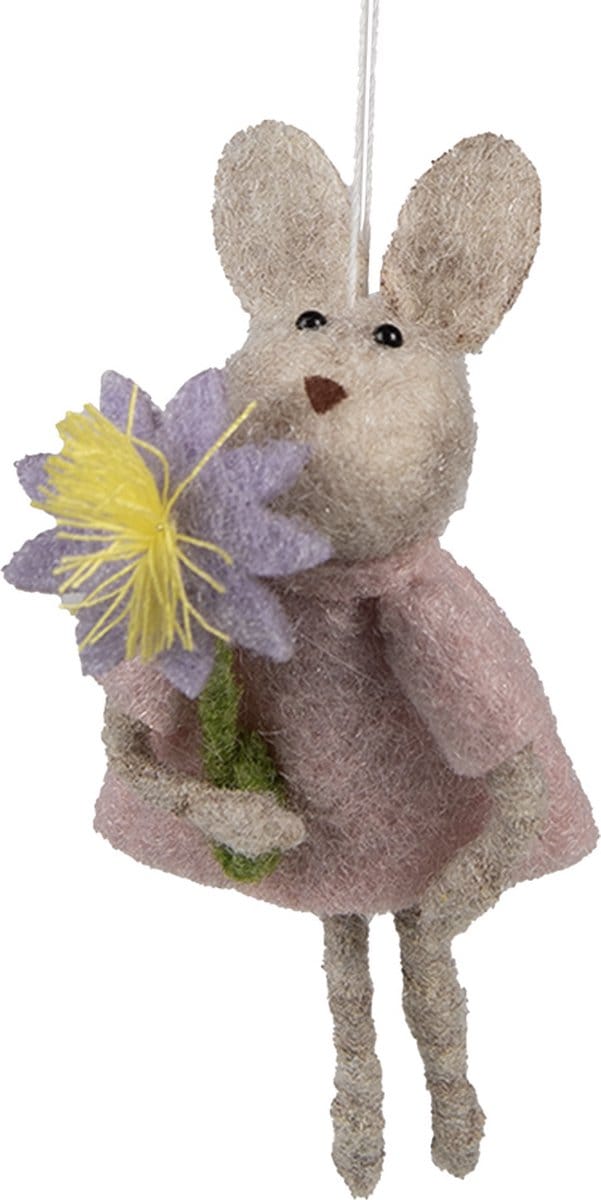Clayre & Eef Paashanger Konijn 11 cm Beige Roze Synthetisch