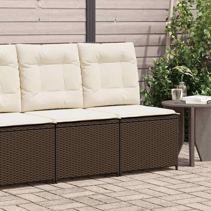 vidaXL - Tuin - Sofa - Zwart - en - Crème - Wit - poly - rattan