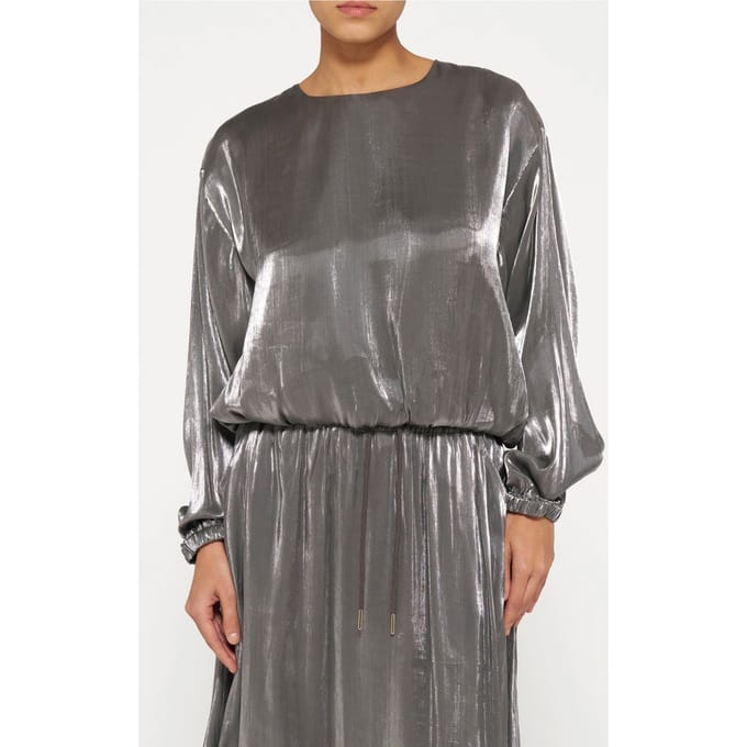 10DAYS Shiny Balloon Blouse Silver Größe: S | Longsleeves Outlet | Damen | Grau