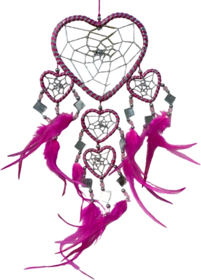 Dromenvanger hartje met spiegels - roze - 11 cm - Dreamcatcher