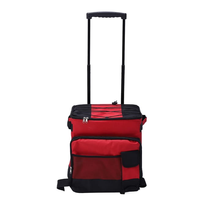 Rollende Koelbox 43L Grote Capaciteit Waterdicht Opvouwbaar Rollend Geïsoleerde Box voor Kamperen Picknick Rood black