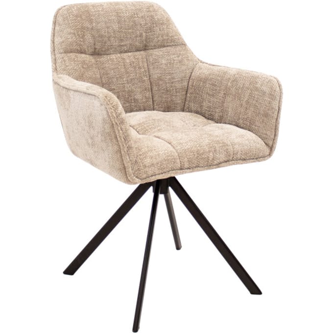 KICK® LUC Draaibare Eetkamerstoel – 180° Auto-Return – Chenille – Champagne