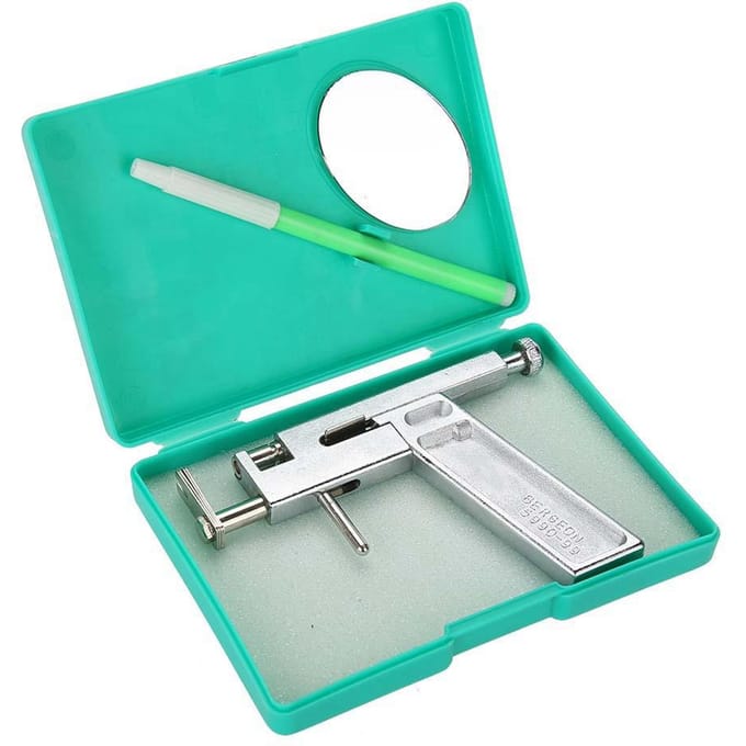 Roestvrijstalen Oorpiercingpistool Tool met Markerpen Spiegel blue