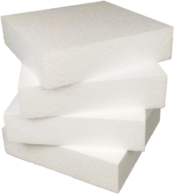 Schuimblokken EPS 20x20x5 cm - 4 stuks - voor knutselen en decoratie